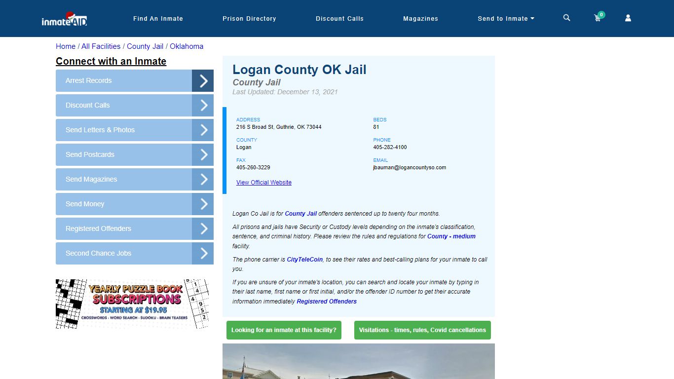 Logan County OK Jail - Inmate Locator - Guthrie, OK