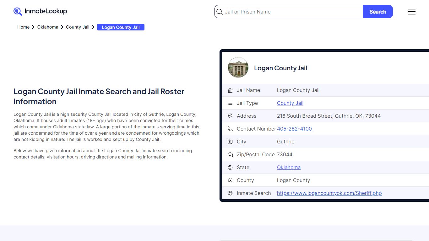 Logan County Jail (OK) Inmate Search Oklahoma - Inmate Lookup